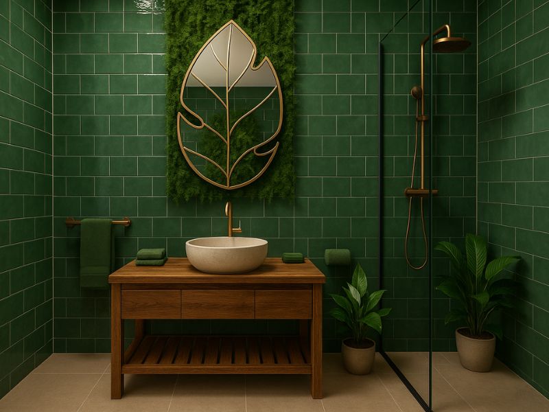 Vertikalni biljni panel ili sobne biljke kao monstera i spatifilum unose prirodan i relaksirajući ambijent.