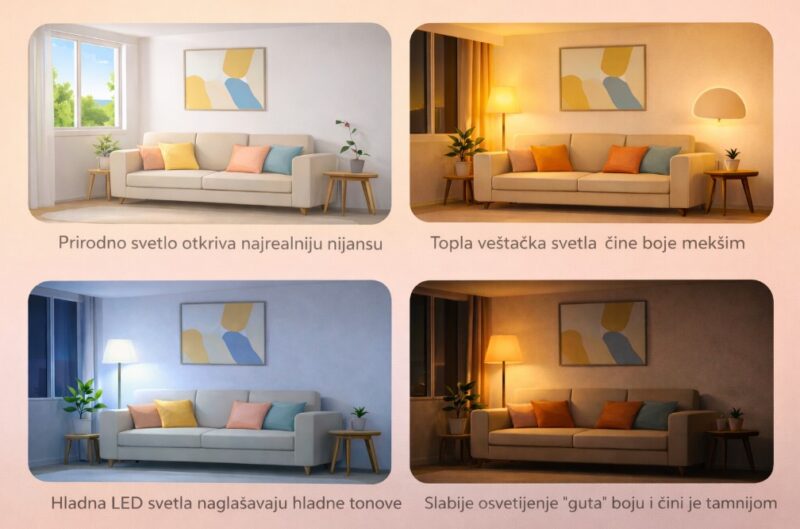 Prirodno i veštačko svetlo u dnevnoj sobi