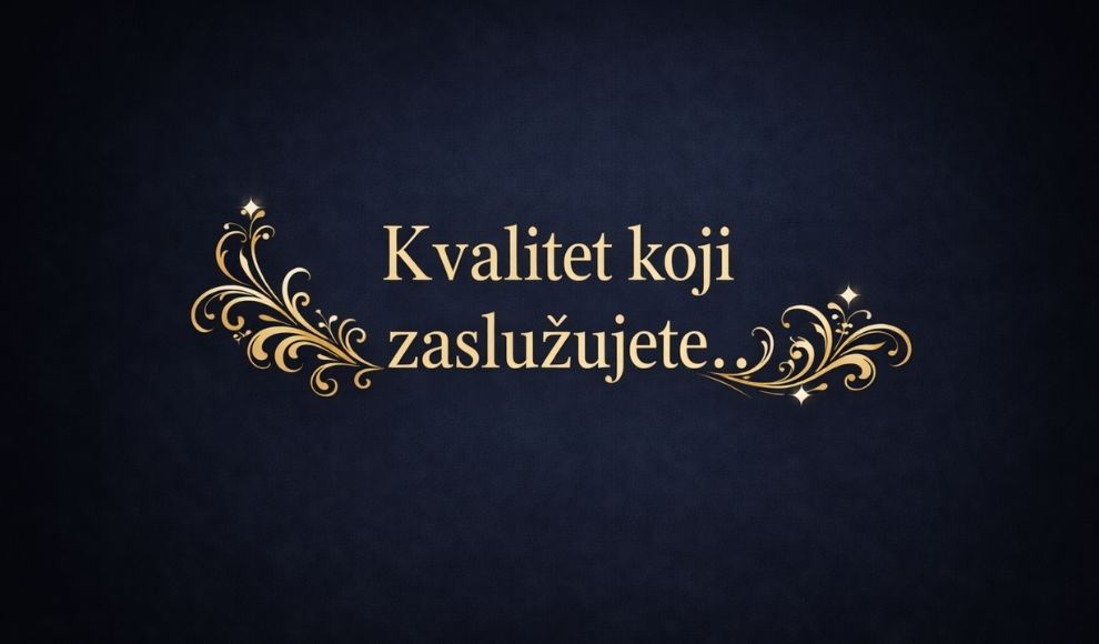 Elegantni slogan sa dekorativnim zlatnim elementima na tamnoj pozadini