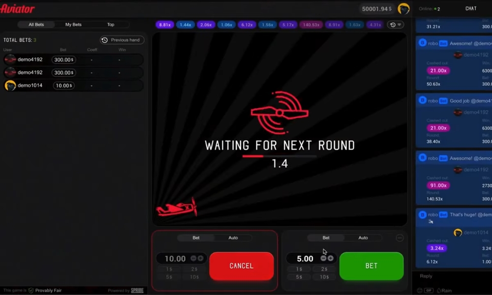 Aviator funkcioniše tako što se svaki let određuje nezavisno nasumičnim algoritmom
